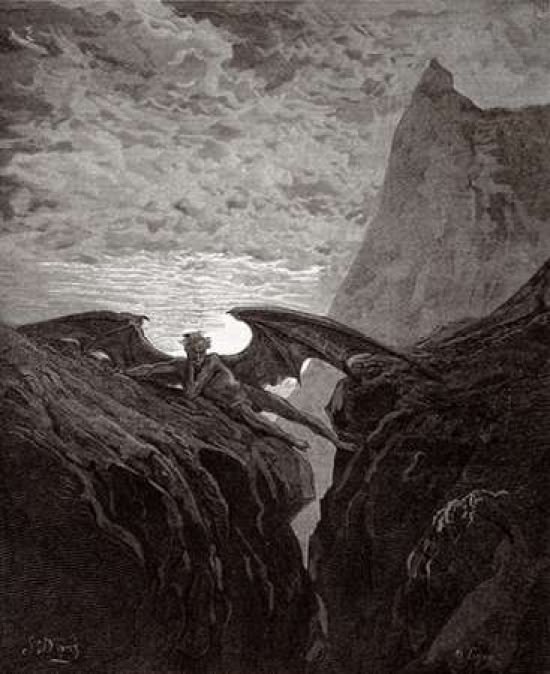 Bentley Global Arts PDX277426SMALL Satan Resting On The Mountain - From Miltons Paradise Lost Poster Print by Gustave Do