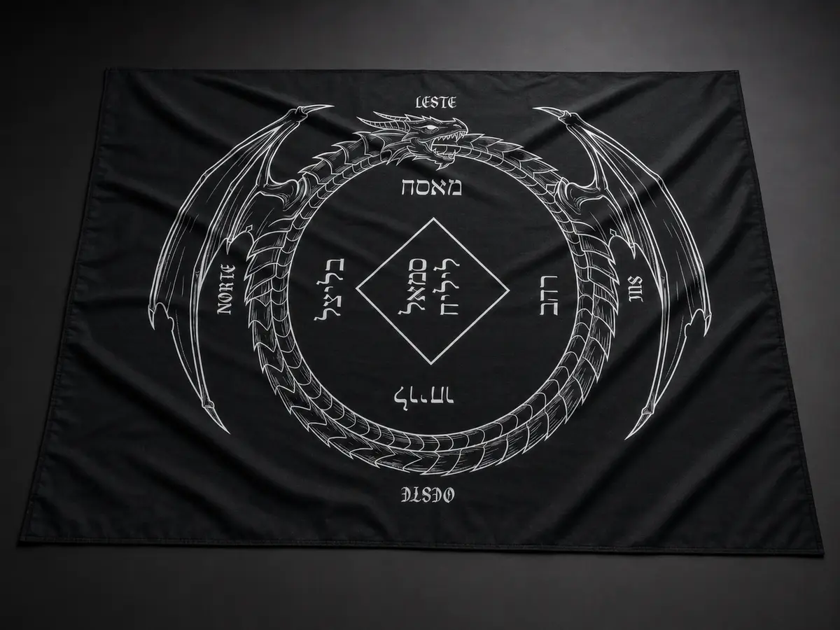 Toalha de Altar Oxford • Círculo Luciferiano de Invocação e Evocação • Oficial Chaos Society