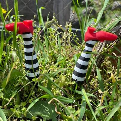 1/2 Pares de Estacas de Perna de Bruxa Gótica para Vasos, Decoração de Jardim e Gramado em Plástico, Decoração