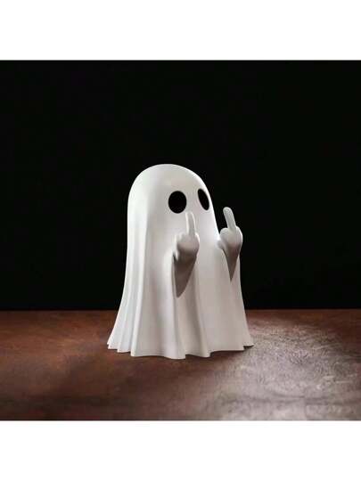 1 Peça Estátua de Fantasma de Halloween - Estátua de Fantasma de Dedo do Meio Assustador de Resina, Decoração 
