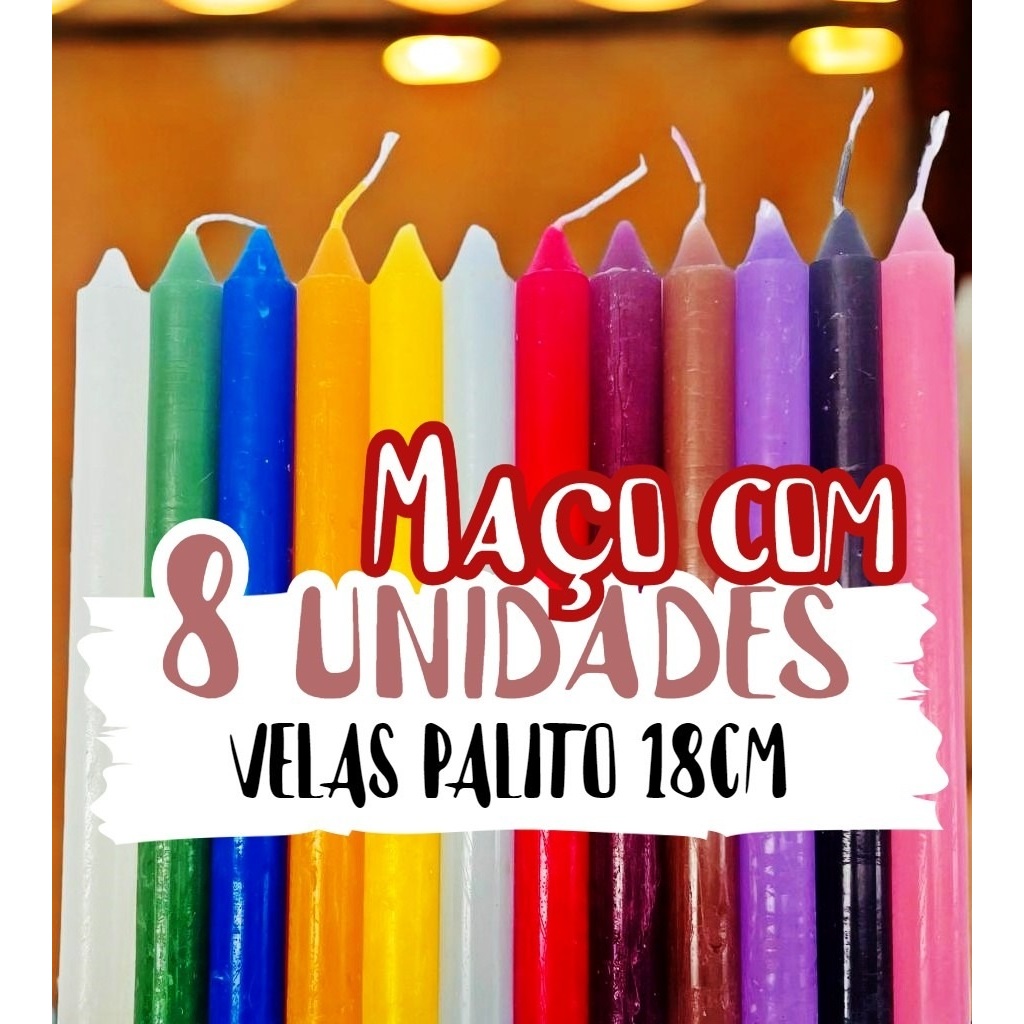 VELA PALITO MAÇO DE 8 UNIDADES