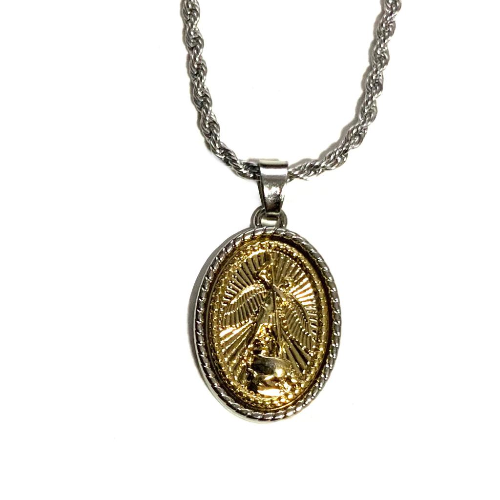 Colar Pingente Medalha São Miguel stlr 01