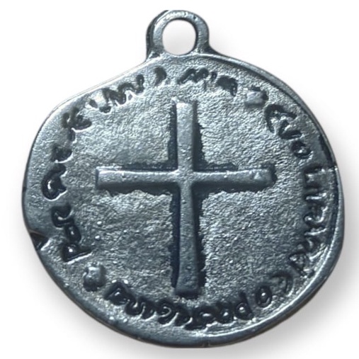12 Un Pingente Para Montagem Medalha de São Bento Duas Cruzes Prata
