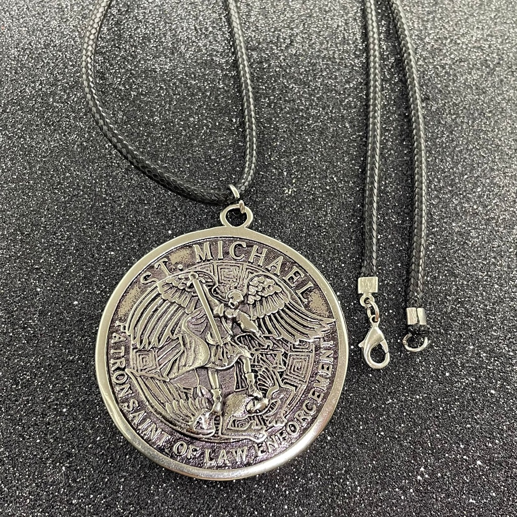 Colar Pingente Medalha São Miguel Michael Arcanjo Metal STLR02