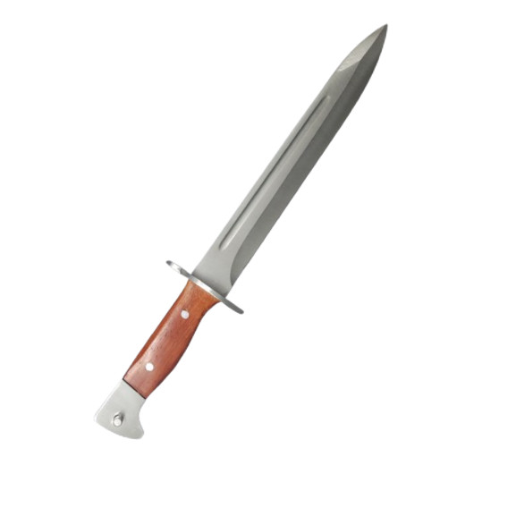 Faca Cabo amadeirado guarda e pomo spear point