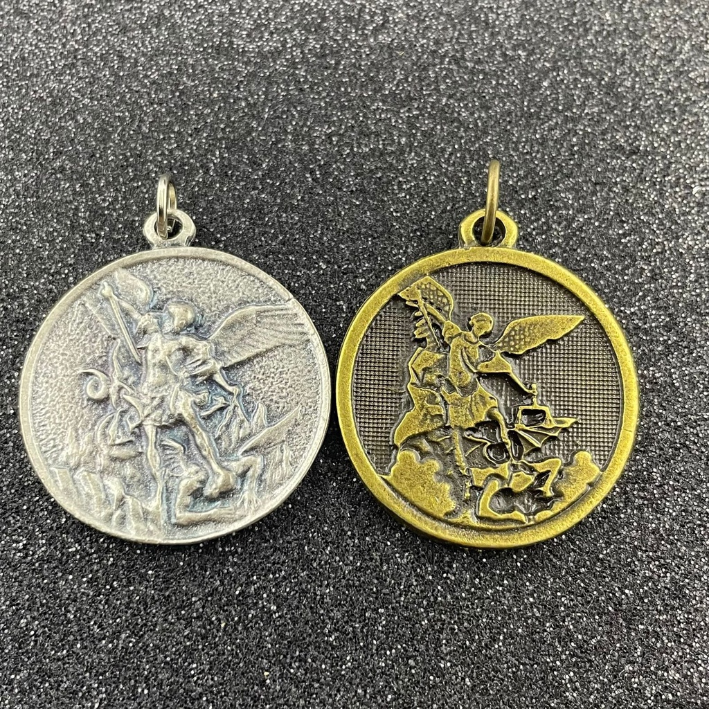 Pingente Colar Medalha Arcanjo São Miguel Michael Metal Stlr 04
