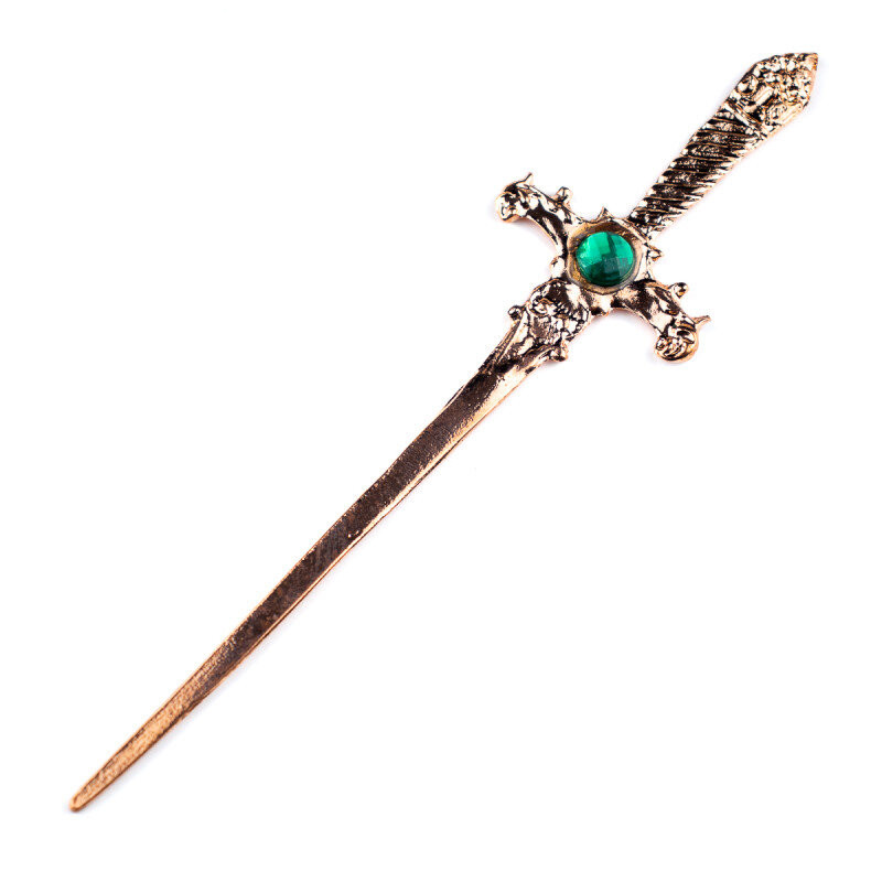 Athame Metal Cobre Brilhante 15 cm Pedra Verde