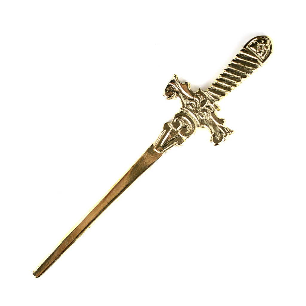 Athame Metal Dourado Brilhante 15 cm Pedra Negra Reforçado