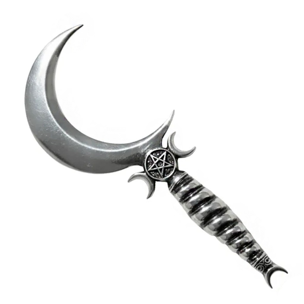 Punhal Athame Boline Triluna Ritual Niquel Sem Corte 17 cm