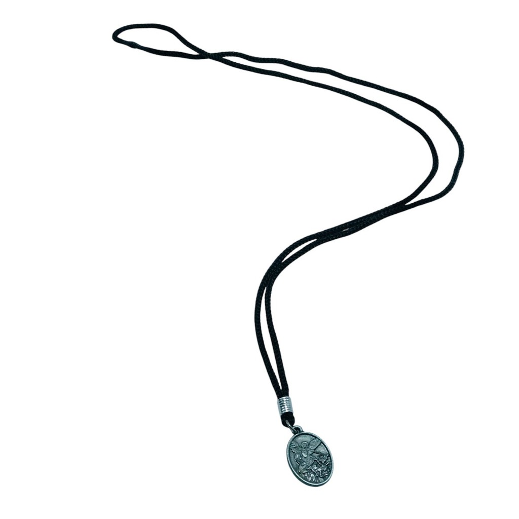 Colar Cordão Medalha São Miguel Arcanjo Prateado