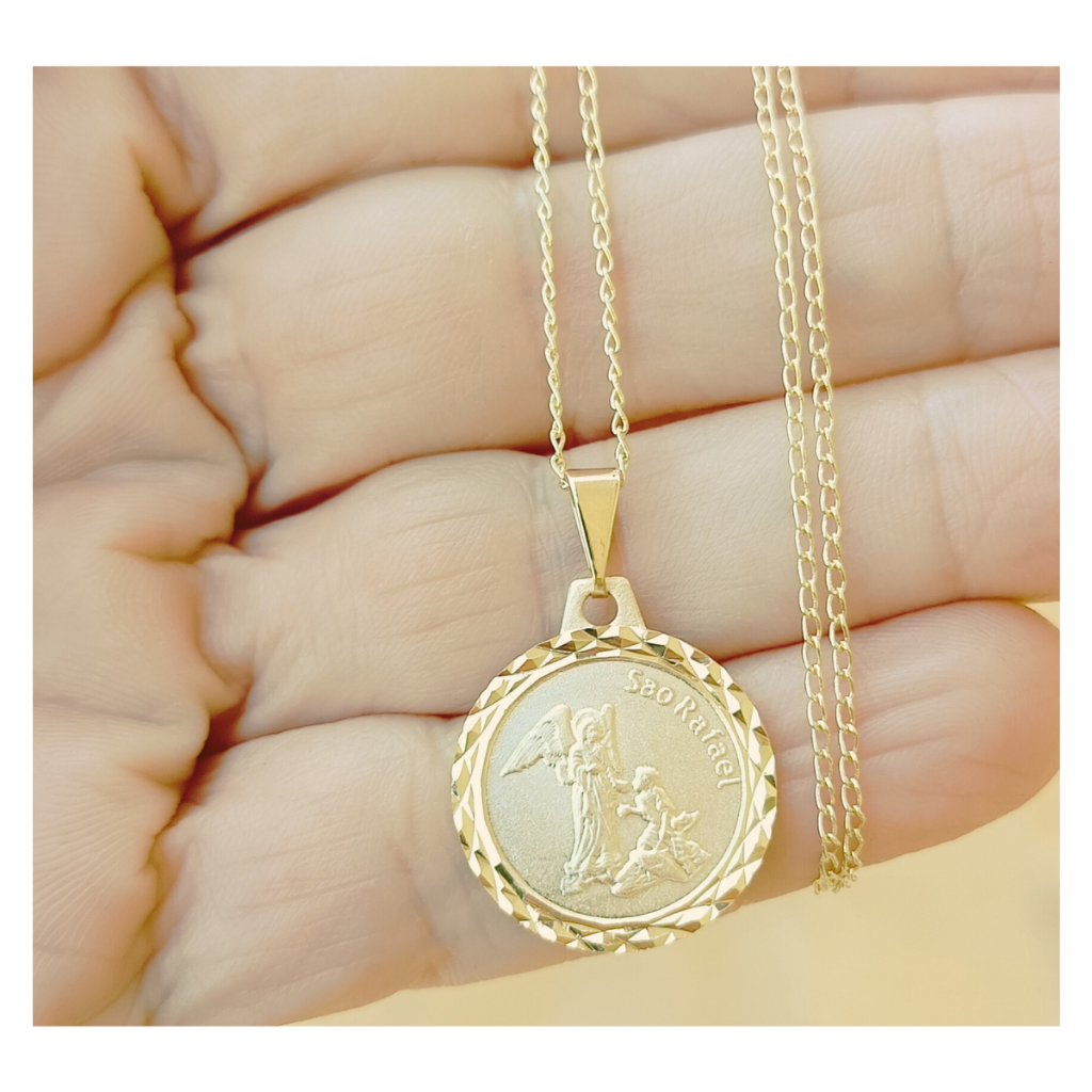 Colar Corrente Com Medalha do Arcanjo Rafael
