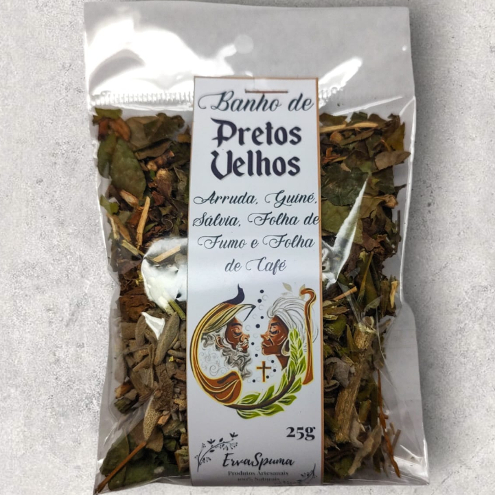 Banho de Ervas Pretos Velhos Arruda Guiné Sálvia Folha de Fumo e Folha de Café