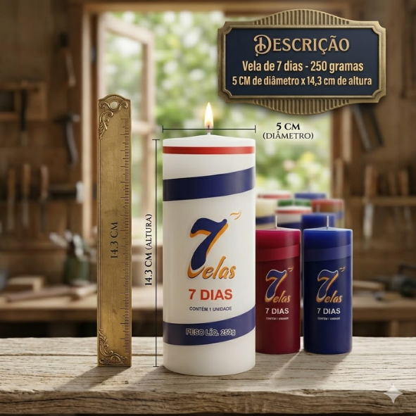 kit c 12 Velas de 7 dias 250 g Parafina Pura