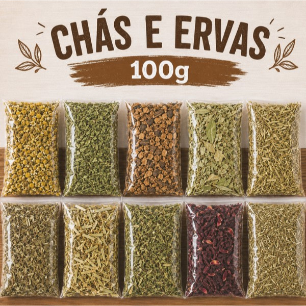 Chás e Ervas Naturais 100g Monte seu kit