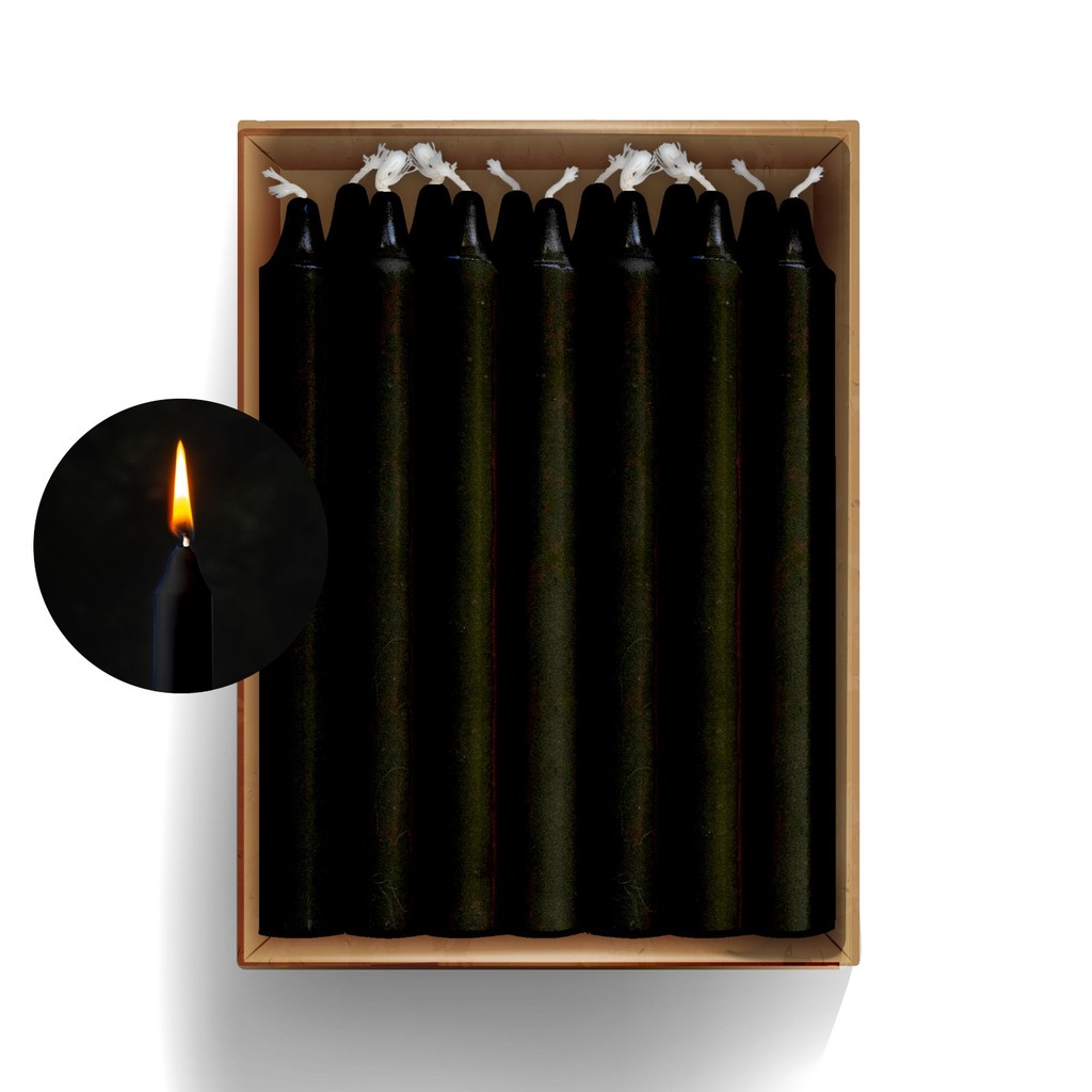 Kit 7 Velas Palito 18x1 5 Pretas Queima 5h 100 Parafina