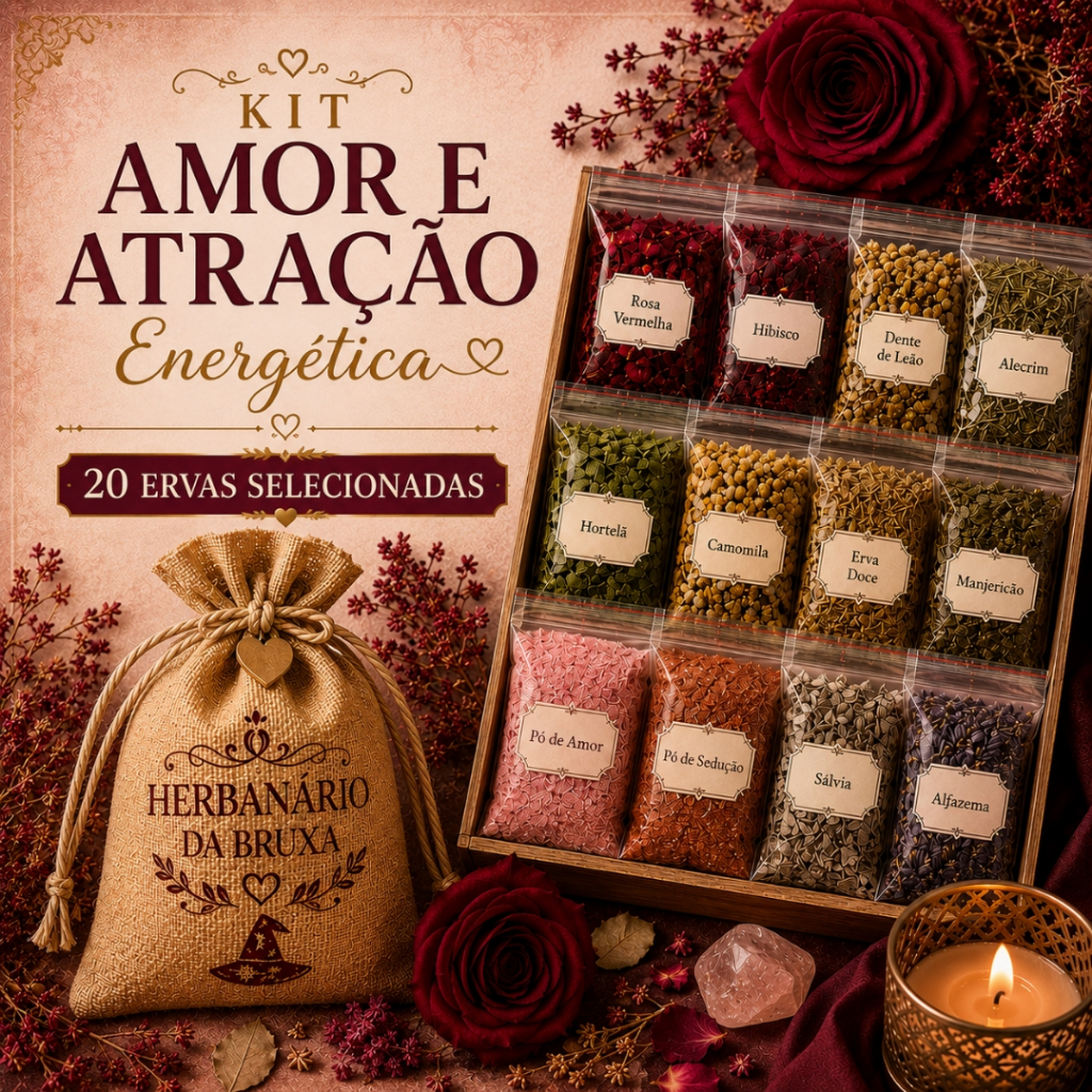 *Kit Amor e Atração Energética Ervas Naturais Feitiços de Amor Amarração Encantamento