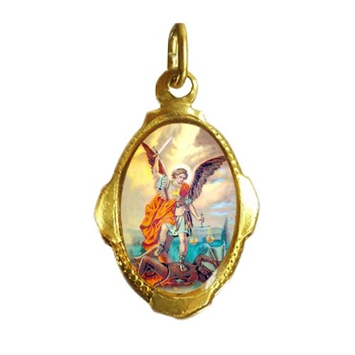 Pingente Medalha São Miguel Arcanjo Resinada