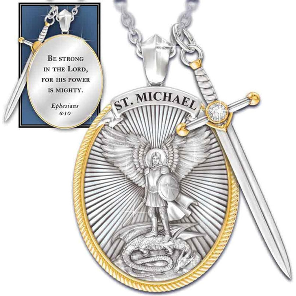 Colar Medalha São Miguel Arcanjo Corrente Charme Liga Proteção Pingente Religioso