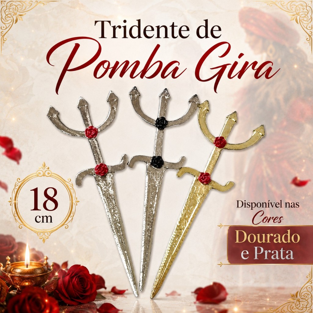 TRIDENTE PUNHAL LUXO Pomba Gira 18cm Umbanda Quimbanda Magia Assentamento Tronqueira