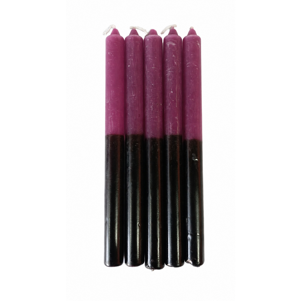 Kit 33 Vela Palito Roxa e Preta 18cm Parafina Pura Alta Durabilidade Jô Bá